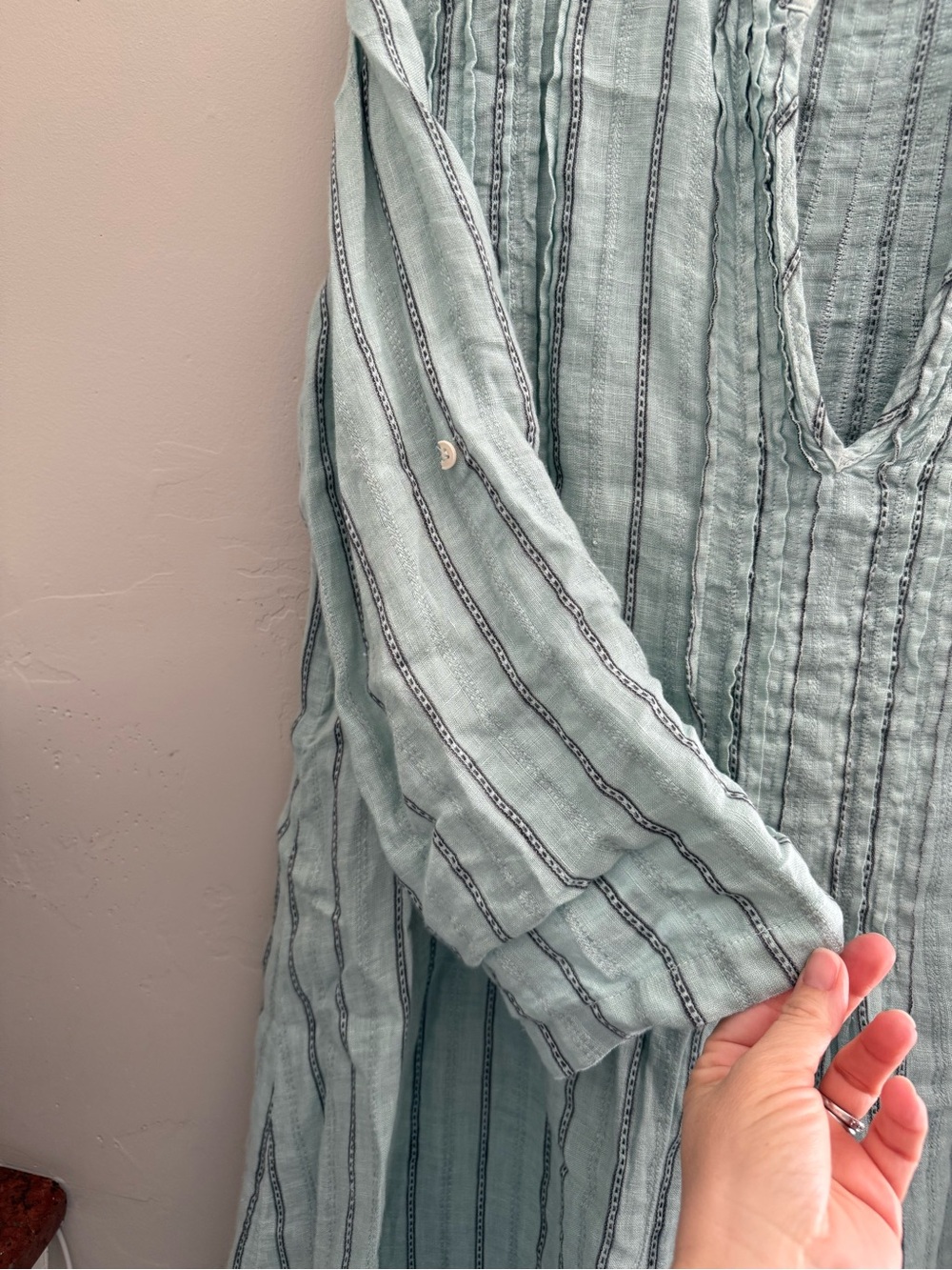 CP Shades Light Aqua Striped Midi Dress - Picture 4 of 5